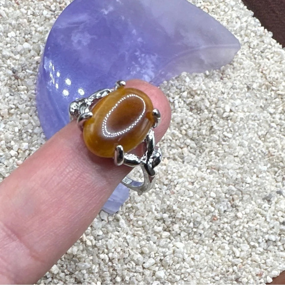 Tiger's eye silver Victorian ring/courage and protection healing crystal - Picture 2 of 6